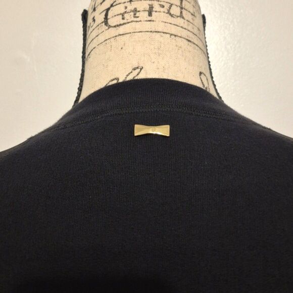 Kate Spade Cherry Blossom Jacquard Sleeve Sweater S Black Crewneck Knit Pullover - Picture 9 of 11